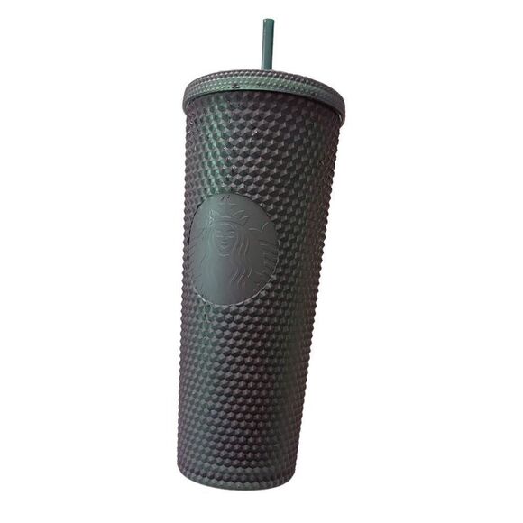 Starbucks Jelly Studded Matte Dark Green Honeycomb Tumbler with Straw - Picture 1 of 4